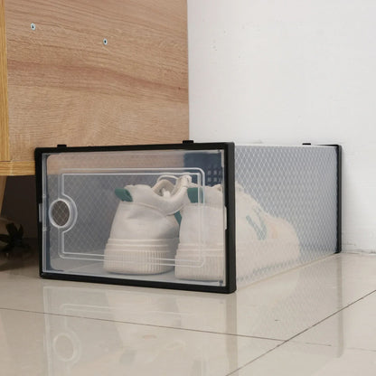 Transparent Stackable Shoe Storage Box Thickened Foldable Organizer with Flip Lid