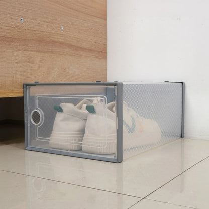 Transparent Stackable Shoe Storage Box Thickened Foldable Organizer with Flip Lid