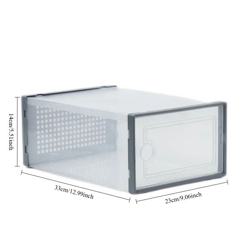 Transparent Stackable Shoe Storage Box Thickened Foldable Organizer with Flip Lid