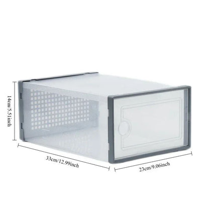 Transparent Stackable Shoe Storage Box Thickened Foldable Organizer with Flip Lid