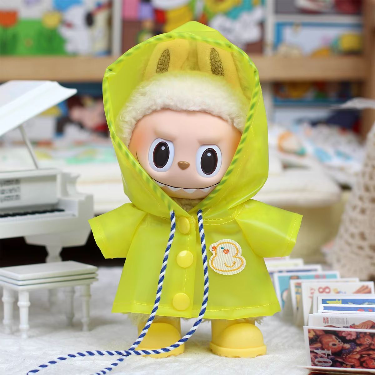 Heart-Print Macaron Doll Raincoat Outfit for 6.7-In Dolls