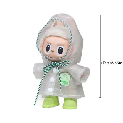 Heart-Print Macaron Doll Raincoat Outfit for 6.7-In Dolls