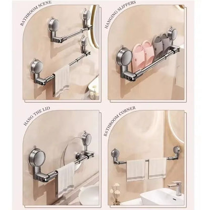 Retractable No Drilling Towel Rack Suction Cup Wall Mounted Towel Holder