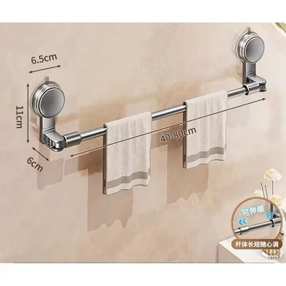 Retractable No Drilling Towel Rack Suction Cup Wall Mounted Towel Holder