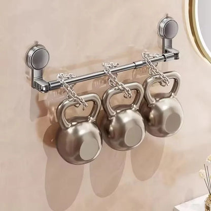 Retractable No Drilling Towel Rack Suction Cup Wall Mounted Towel Holder
