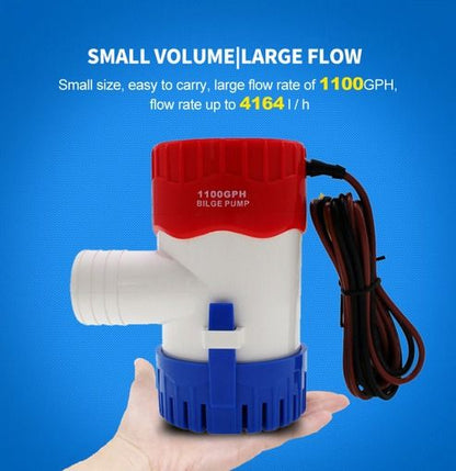Electric Marine Bilge Water Pump for Boat, Submersible Sump, Durable, Easy Installation