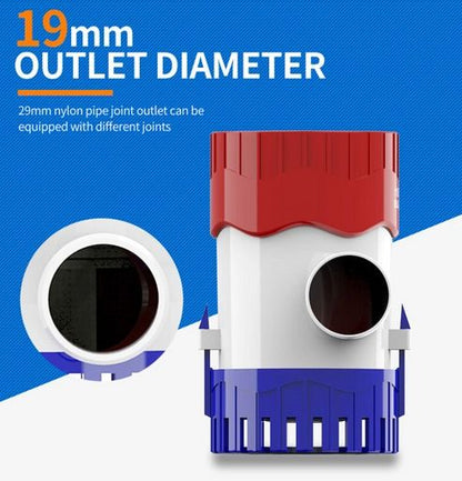 Electric Marine Bilge Water Pump for Boat, Submersible Sump, Durable, Easy Installation