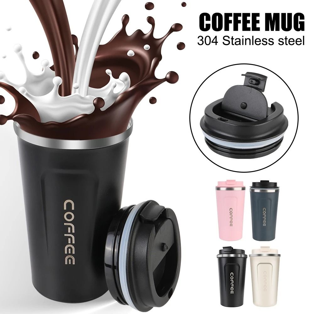 Stainless Steel Travel Thermos Mug Leak Proof Double Wall Coffee Cup 380 ML 510 ML