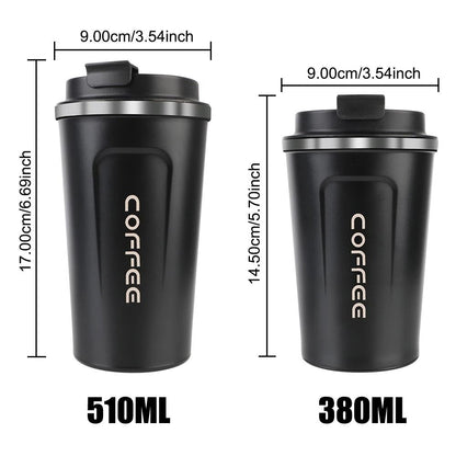 Stainless Steel Travel Thermos Mug Leak Proof Double Wall Coffee Cup 380 ML 510 ML
