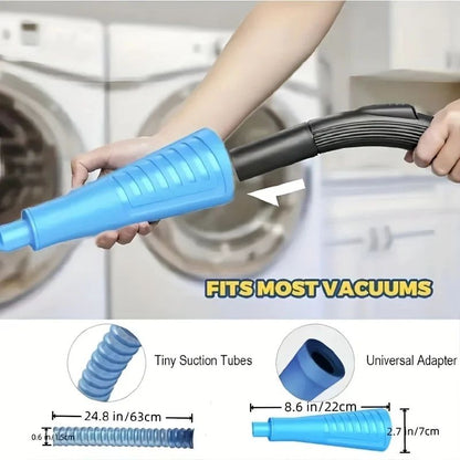 3-Piece Washing Machine Vacuum Cleaning Kit – Deep Pipe & Lint Removal vacuum cleaner hose attachment (41-inch)