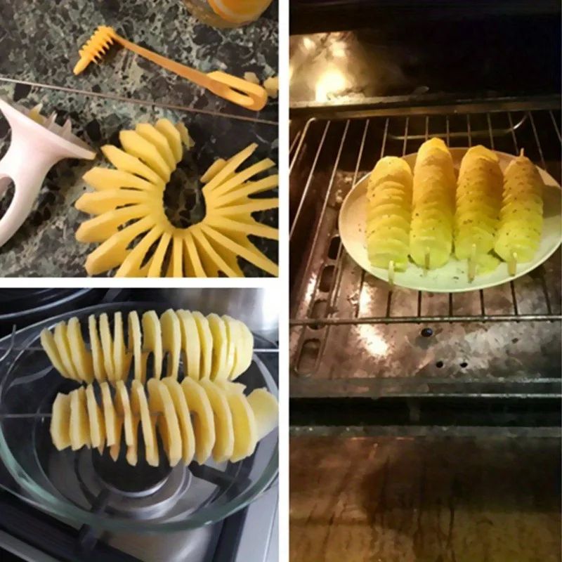 Campfire Spiral Potato Skewer Kit – 6pc potato spiral cutter & campfire potato skewers Set for BBQ Snacks