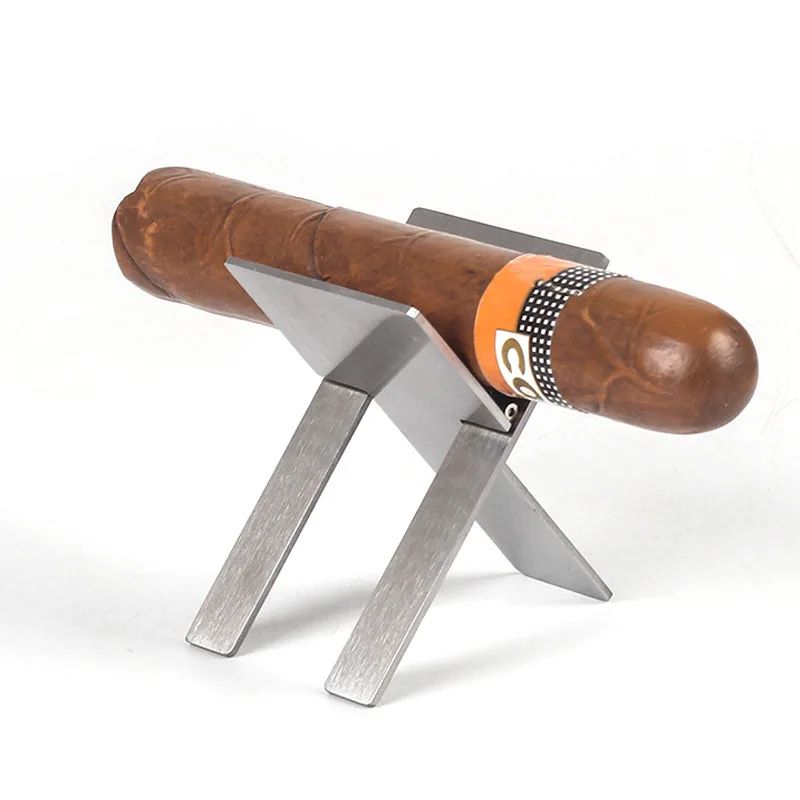 Portable Folding Stainless Steel Cigar Holder Stand – Travel Cigar Rest Rack, Stable Tabletop Cigar Accessory for Smoker