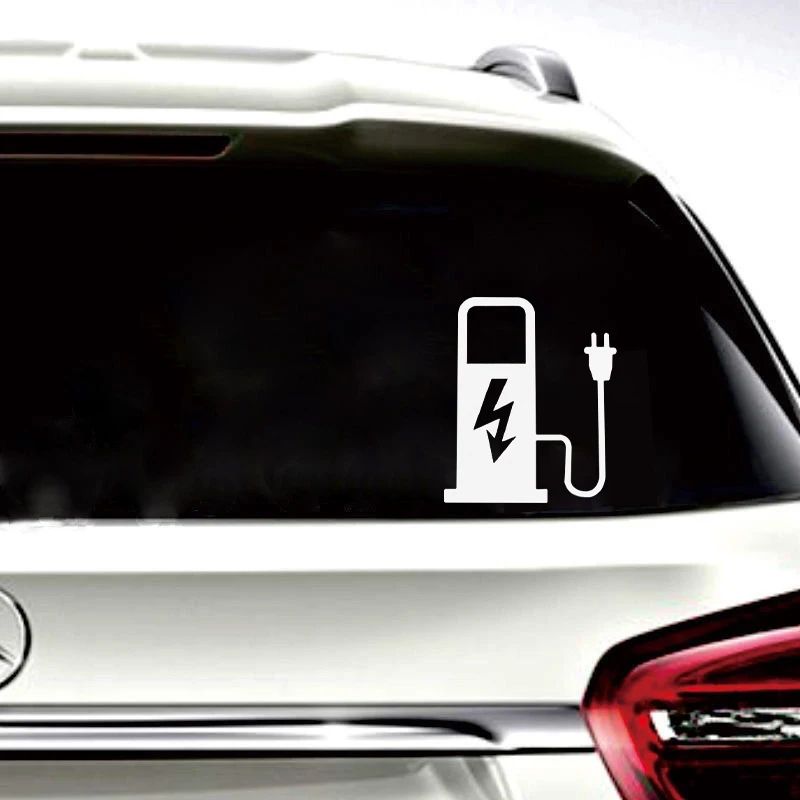 EV Battery Charger Funny electric vehicle sticker – Reflective EV decal for Car, Truck & Charging Port (4.7 x 3.9 in)