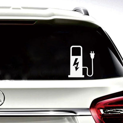 EV Battery Charger Funny electric vehicle sticker – Reflective EV decal for Car, Truck & Charging Port (4.7 x 3.9 in)