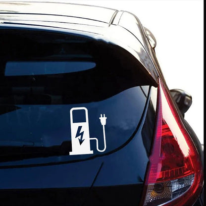 EV Battery Charger Funny electric vehicle sticker – Reflective EV decal for Car, Truck & Charging Port (4.7 x 3.9 in)