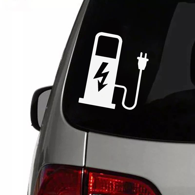 EV Battery Charger Funny electric vehicle sticker – Reflective EV decal for Car, Truck & Charging Port (4.7 x 3.9 in)