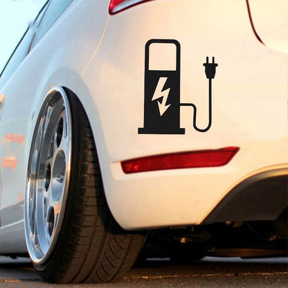 EV Battery Charger Funny electric vehicle sticker – Reflective EV decal for Car, Truck & Charging Port (4.7 x 3.9 in)