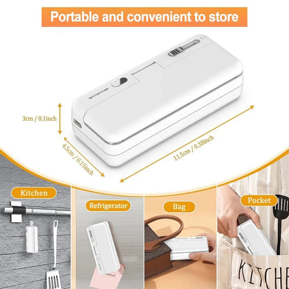 Mini 2 in 1 Plastic Bag Sealer USB Rechargeable Handheld Food Heat Sealer