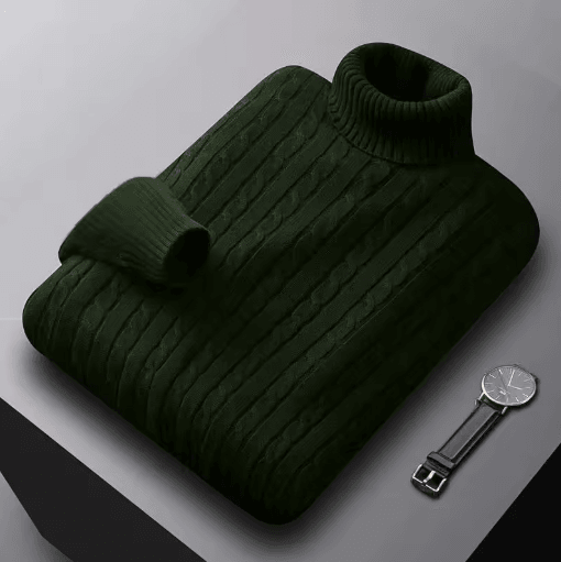 Mens Autumn Turtleneck Knitted Sweater Lightweight Twist Pullover for Winter Streetwear