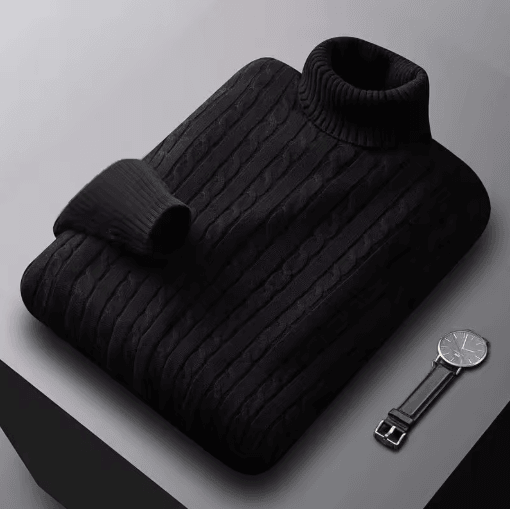 Mens Autumn Turtleneck Knitted Sweater Lightweight Twist Pullover for Winter Streetwear