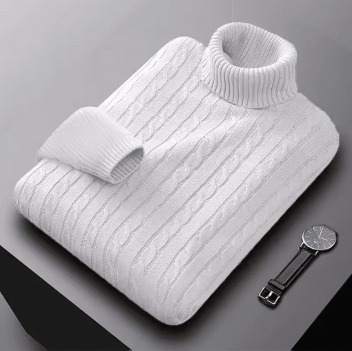 Mens Autumn Turtleneck Knitted Sweater Lightweight Twist Pullover for Winter Streetwear
