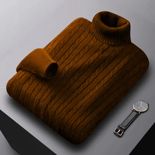 Mens Autumn Turtleneck Knitted Sweater Lightweight Twist Pullover for Winter Streetwear