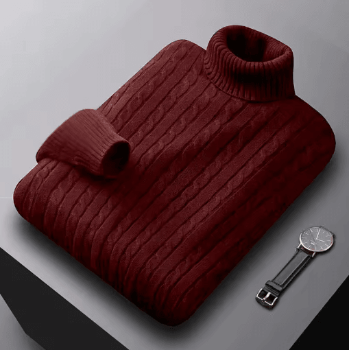 Mens Autumn Turtleneck Knitted Sweater Lightweight Twist Pullover for Winter Streetwear