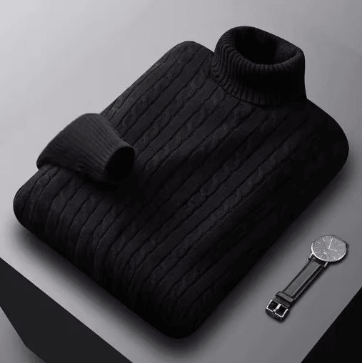 Mens Autumn Turtleneck Knitted Sweater Lightweight Twist Pullover for Winter Streetwear