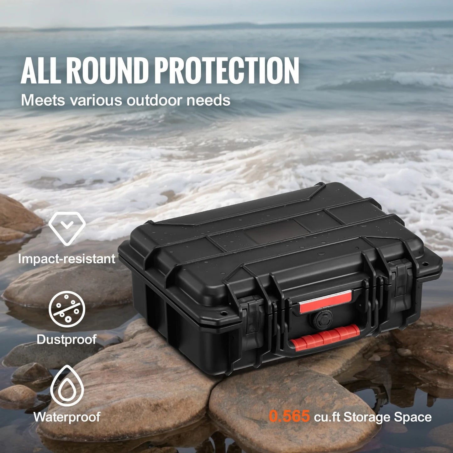 IP67 Waterproof Hard Protective Case with Pre-Cut Foam & Handles – Heavy Duty Travel Gear Box for Cameras & Tools
