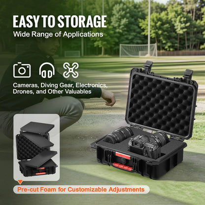 IP67 Waterproof Hard Protective Case with Pre-Cut Foam & Handles – Heavy Duty Travel Gear Box for Cameras & Tools