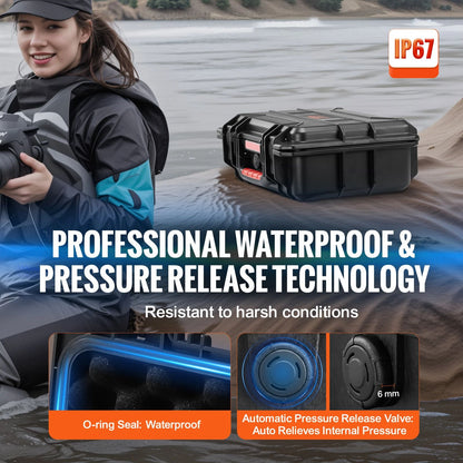 IP67 Waterproof Hard Protective Case with Pre-Cut Foam & Handles – Heavy Duty Travel Gear Box for Cameras & Tools