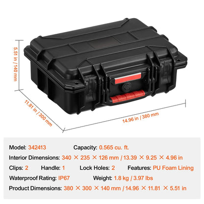 IP67 Waterproof Hard Protective Case with Pre-Cut Foam & Handles – Heavy Duty Travel Gear Box for Cameras & Tools