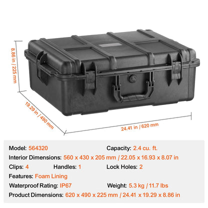IP67 Waterproof Hard Protective Case with Pre-Cut Foam & Handles – Heavy Duty Travel Gear Box for Cameras & Tools