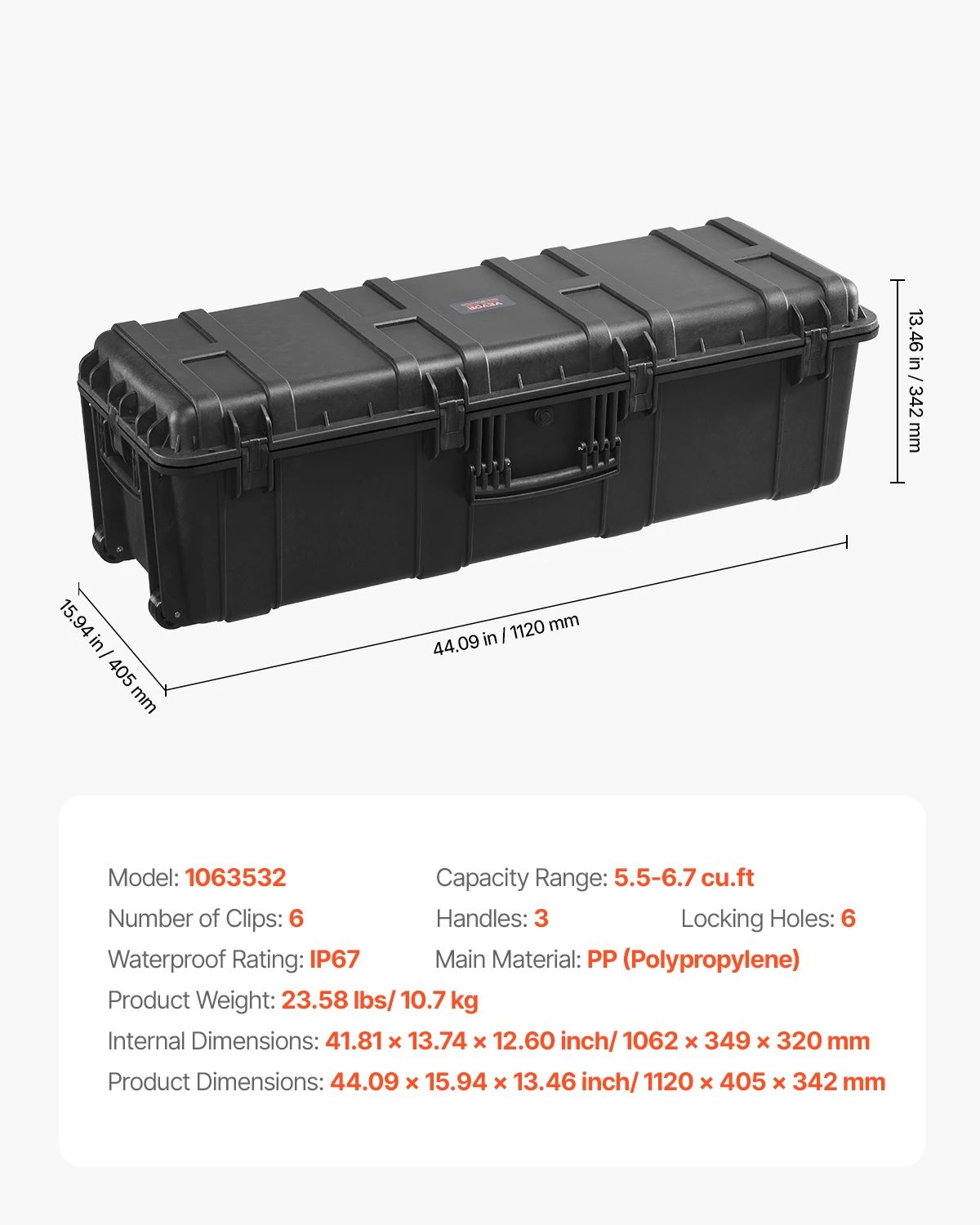 IP67 Waterproof Hard Protective Case with Pre-Cut Foam & Handles – Heavy Duty Travel Gear Box for Cameras & Tools