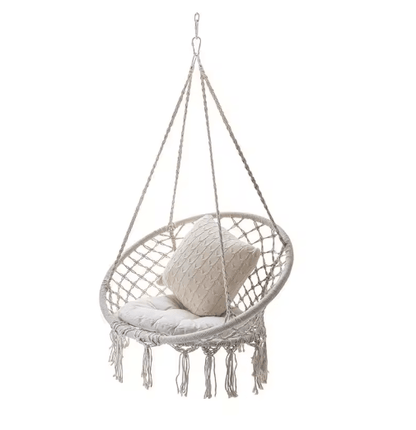 Hanging Cotton Rope Swing Chair with Cushion Indoor Hammock Chair with Hardware Kit