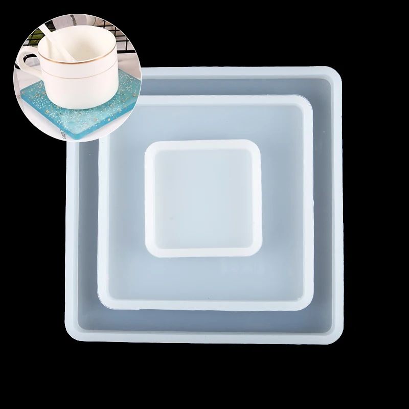 Square Silicone Resin Casting Mold Set for Coasters & Trays – Flexible Epoxy Mold for DIY Jewelry & Decor