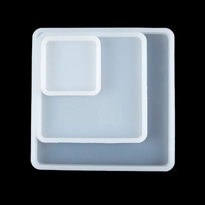 Square Silicone Resin Casting Mold Set for Coasters & Trays – Flexible Epoxy Mold for DIY Jewelry & Decor