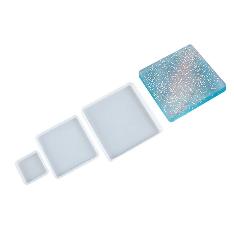 Square Silicone Resin Casting Mold Set for Coasters & Trays – Flexible Epoxy Mold for DIY Jewelry & Decor
