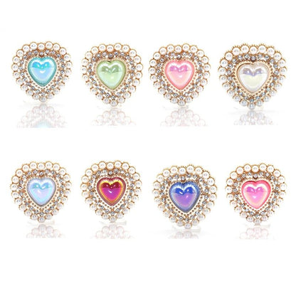 Peach Heart Pearl Rhinestone Charm – Alloy DIY Jewelry Embellishment for Hair Clips, Clothing & Wedding Crafts