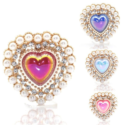 Peach Heart Pearl Rhinestone Charm – Alloy DIY Jewelry Embellishment for Hair Clips, Clothing & Wedding Crafts