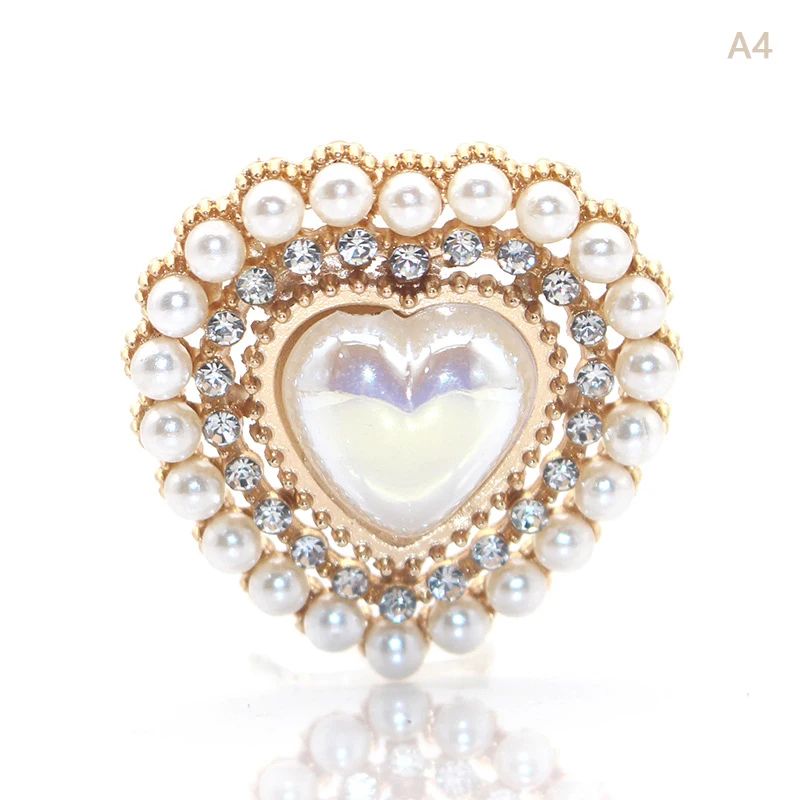 Peach Heart Pearl Rhinestone Charm – Alloy DIY Jewelry Embellishment for Hair Clips, Clothing & Wedding Crafts
