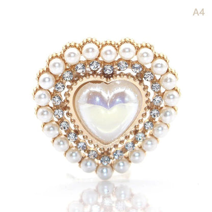 Peach Heart Pearl Rhinestone Charm – Alloy DIY Jewelry Embellishment for Hair Clips, Clothing & Wedding Crafts