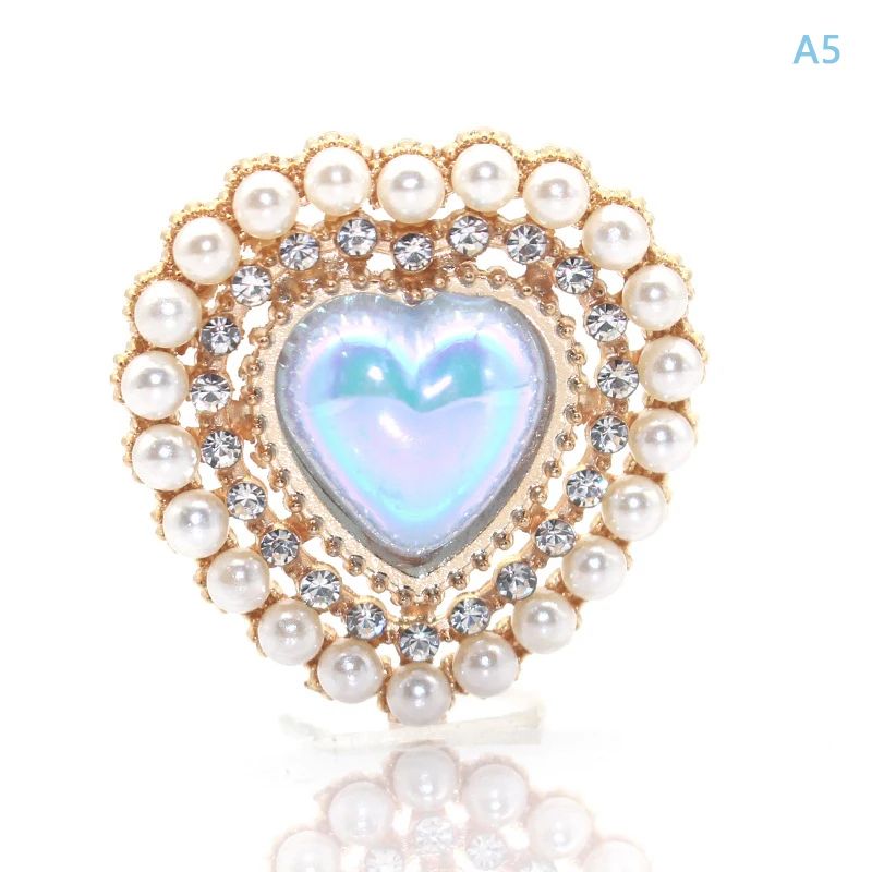 Peach Heart Pearl Rhinestone Charm – Alloy DIY Jewelry Embellishment for Hair Clips, Clothing & Wedding Crafts
