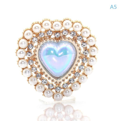Peach Heart Pearl Rhinestone Charm – Alloy DIY Jewelry Embellishment for Hair Clips, Clothing & Wedding Crafts