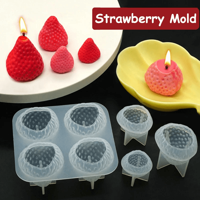 3D Strawberry Silicone Candle Mold for DIY Candle Making and Home Decor