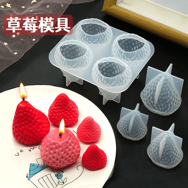 3D Strawberry Silicone Candle Mold for DIY Candle Making and Home Decor