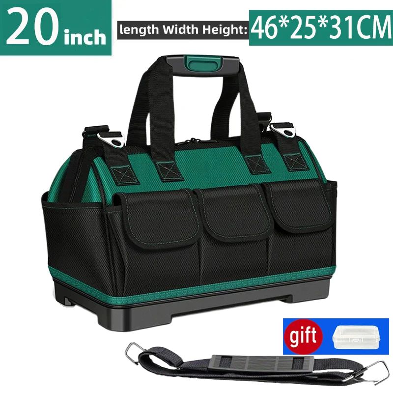 23 Inches Heavy-Duty Waterproof Tool Bag | 1680D Oxford Large Capacity Electrician Storage Tote Wear-Resistant Toolkit