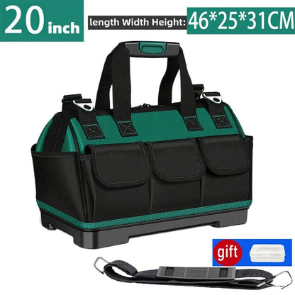 23 Inches Heavy-Duty Waterproof Tool Bag | 1680D Oxford Large Capacity Electrician Storage Tote Wear-Resistant Toolkit