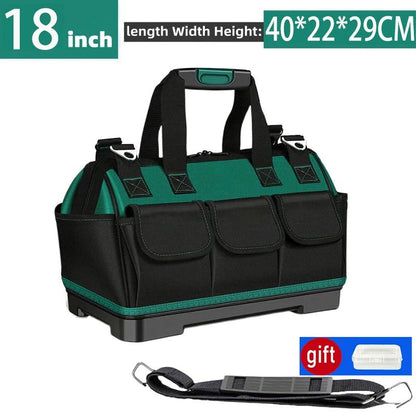 23 Inches Heavy-Duty Waterproof Tool Bag | 1680D Oxford Large Capacity Electrician Storage Tote Wear-Resistant Toolkit