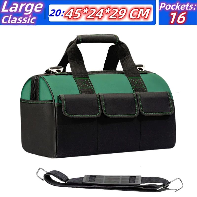 23 Inches Heavy-Duty Waterproof Tool Bag | 1680D Oxford Large Capacity Electrician Storage Tote Wear-Resistant Toolkit